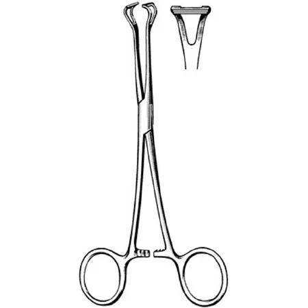 Sklar - Surgi-OR - 95-952 - Grasping Forceps Surgi-or Babcock 6-1/4 Inch Length Mid Grade Stainless Steel Nonsterile Ratchet Lock Finger Ring Handle Straight Triangular Fenestrated Tips With Horizontal Serrations