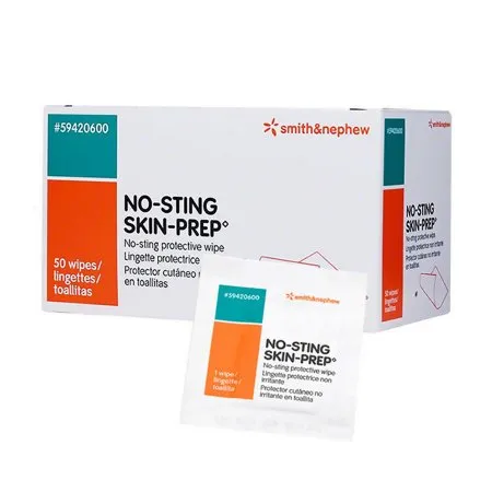 Smith & Nephew - No-Sting Skin-Prep - 59420600 - No Sting Skin Prep Skin Barrier Wipe No Sting Skin Prep 75 to 100% Strength Hexamethyldisiloxane / Acrylate Copolymer Individual Packet Sterile