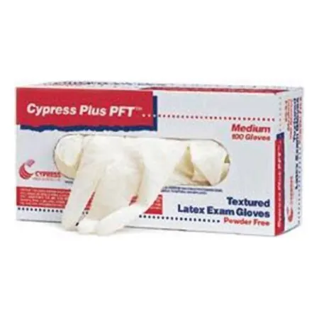McKesson - Cypress Plus PFT - 23-96 - Exam Glove Cypress Plus PFT Large NonSterile Latex Standard Cuff Length Fully Textured Ivory Not Rated