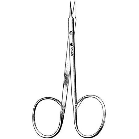 Sklar - 64-1445 - Stitch Scissors Sklar Slepyan 4 Inch Length Or Grade Stainless Steel Nonsterile Ribbon Style Finger Ring Handle Curved Sharp Tip / Sharp Tip