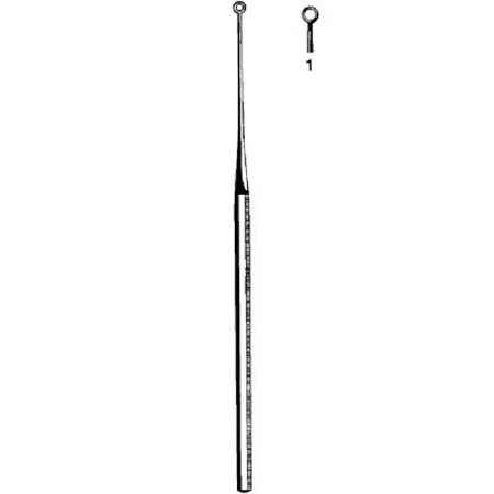 Sklar - Merit - 98-172 - Ear Curette Merit Buck 6-1/2 Inch Length Octagonal Handle Size 1 Tip Straight Blunt Round Loop Tip