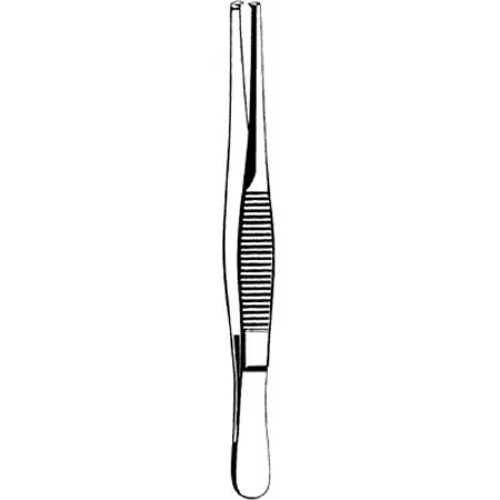 Sklar - 21-757 - Dressing Forceps 5 Inch Length Floor Grade Stainless Steel NonSterile NonLocking Thumb Handle Straight Serrated Tips with 1 X 2 Teeth