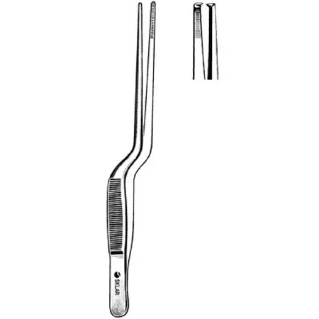 Sklar - 67-1555 - Ear Forceps Lucae 5-1/2 Inch Length Surgical Grade Stainless Steel Nonsterile Nonlocking Thumb Handle Straight Serrated Tips With 1 X 2 Teeth