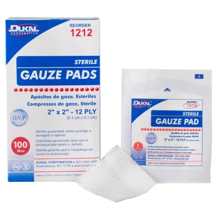 Dukal - 1212 - Gauze Sponge 2 X 2 Inch 1 per Pack Sterile 12 Ply Square