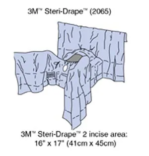 3M - 2065 - Steri-Drape Abdominal Perineal Drape with Incise Film, Lithotomy Position, Absorbent Impervious Material, Incise Aperture, Perineal/ Vaginal Aperture, 4 Tube Organizer