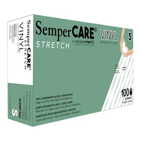 Sempermed - SCVNP102 - USA SemperCare Vinyl Exam Glove SemperCare Vinyl Small NonSterile Vinyl Standard Cuff Length Smooth Ivory Not Rated