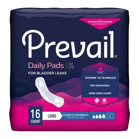 First Quality - Prevail Daily Pads - BC-013 -  Bladder Control Pad  11 Inch Length Moderate Absorbency Polymer Core One Size Fits Most