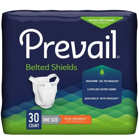 First Quality - Prevail Belted Shields - PV-324 -  Unisex Adult Incontinence Belted Undergarment  Belted One Size Fits Most Disposable Light Absorbency