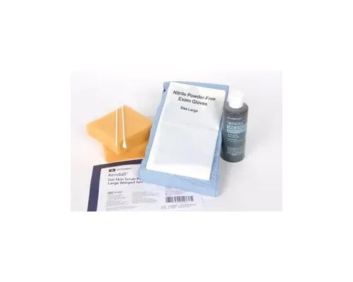 Medtronic / Covidien - 41560 - Wet Skin Scrub Pack, Includes: (1) CSR Wrap, (2) Cotton Tipped Applicators, (1) Wrapped Pair Nitrile PF Gloves, (2)  Blotting Towels, (1) One-Step PVP-I Topical Gel & (2) Winged Grip Sponges, Sterile