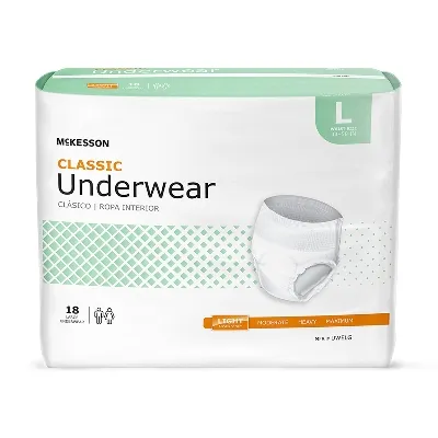 McKesson - From: UWELG To: UWEXL  ClassicUnisex Adult Absorbent Underwear  Classic Pull On with Tear Away Seams Large Disposable Light Absorbency