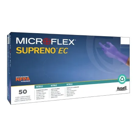 Microflex Medical - Supreno EC - SEC-375-M - Exam Glove Supreno EC Medium NonSterile Nitrile Extended Cuff Length Textured Fingertips Blue Chemo Tested / Fentanyl Tested