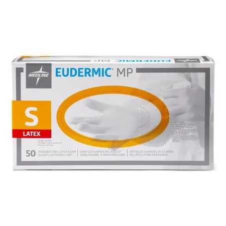 Medline - Eudermic MP - 485601 - Exam Glove Eudermic Mp Small Nonsterile Latex Extended Cuff Length Textured Fingertips Blue Chemo Tested