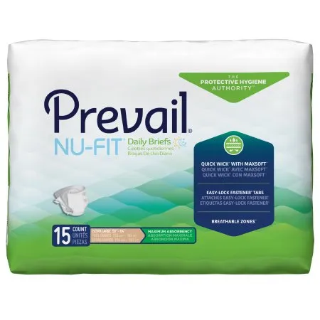First Quality - Prevail Nu-Fit - NU0141 - Prevail Nu Fit Unisex Adult Incontinence Brief Prevail Nu Fit X Large Disposable Heavy Absorbency