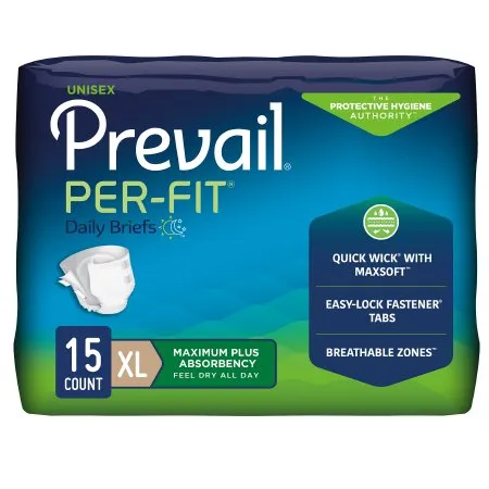 First Quality - Prevail Per-Fit - PF-014/1 - Prevail Per Fit Unisex Adult Incontinence Brief Prevail Per Fit X Large Disposable Heavy Absorbency