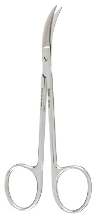 Integra Lifesciences - Miltex - 5D-303 - Iris Scissors Miltex 4-1/2 Inch Length Surgical Grade Stainless Steel Nonsterile Finger Ring Handle Side Curved Blade Sharp Tip / Sharp Tip
