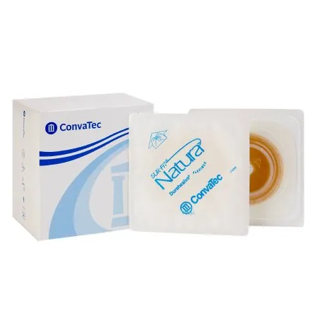 Convatec - Sur-Fit Natura Durahesive - From: 413155 To: 413163 - Sur Fit Natura Durahesive Ostomy Barrier Sur Fit Natura Durahesive Trim to Fit  Extended Wear Durahesive Without Tape 45 mm Flange Hydrocolloid 1 to 1 1/4 Inch Opening 4 1/2 X 4 1/2 Inch