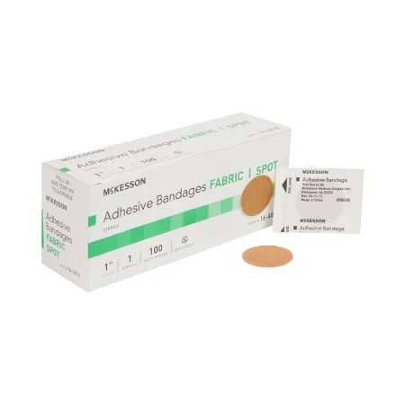 McKesson - 16-4812 - Adhesive Spot Bandage 1 Inch Fabric Round Tan Sterile