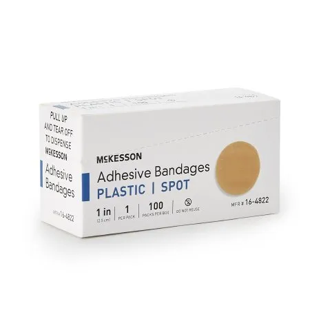 McKesson - 16-4822 - Adhesive Spot Bandage 1 Inch Plastic Round Tan Sterile