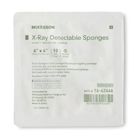 McKesson - 16-42446 - Gauze Sponge McKesson 4 X 4 Inch 10 per Tray Sterile 16-Ply Square