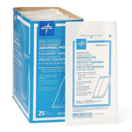 Medline - NON21450 - Abdominal Pad 5 X 9 Inch 1 Per Pack Sterile Rectangle