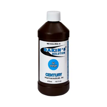 Century Pharmaceutical - Dakin's Solution Full Strength - 00436094616 - Wound Cleanser Dakin's Solution Full Strength 16 oz. Twist Cap Bottle NonSterile Antimicrobial