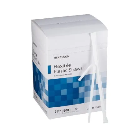 McKesson - 16-9550 - Flexible Drinking Straw 7 3/4 Inch Length White Individually Wrapped