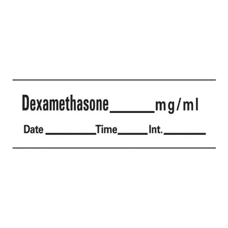 Precision Dynamics - Barkley - AN-132 - Drug Label Barkley Anesthesia Label Tape Dexamethason_mg/mL Date_Time_Int White 1/2 X 1-1/2 Inch