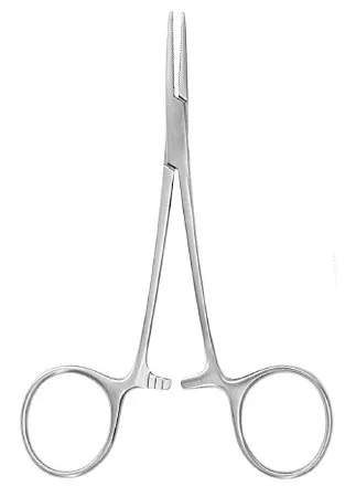McKesson - McKesson Argent - 43-1-421 - Hemostatic Forceps McKesson Argent Hartmann-Mosquito 3-1/2 Inch Length Surgical Grade Stainless Steel NonSterile Ratchet Lock Finger Ring Handle Curved