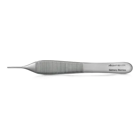 McKesson - McKesson Argent - 43-1-771 - Dressing Forceps McKesson Argent Adson 4-3/4 Inch Length Surgical Grade Stainless Steel NonSterile NonLocking Thumb Handle Straight Serrated Tips