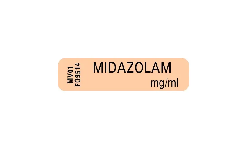 Precision Dynamics - Barkley - MV01FO9514 - Drug Label Barkley Anesthesia Label Mdazolam Mg/ml Orange 5/16 X 1-1/4 Inch