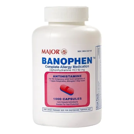 Major Pharmaceuticals - Benadryl - 00904530780 - Allergy Relief Benadryl 50 mg Strength Capsule 1 000 per Bottle