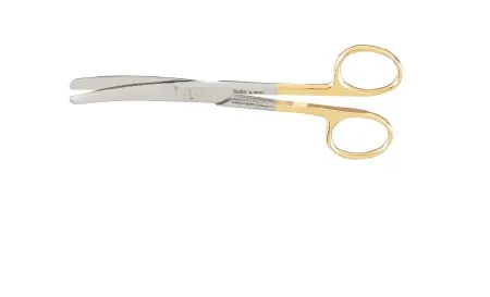 Integra Lifesciences - Miltex Carb-N-Sert - 5-56TC - Operating Scissors Miltex Carb-n-sert 5-1/2 Inch Length Surgical Grade Stainless Steel / Tungsten Carbide Nonsterile Finger Ring Handle Curved Blade Blunt Tip / Blunt Tip