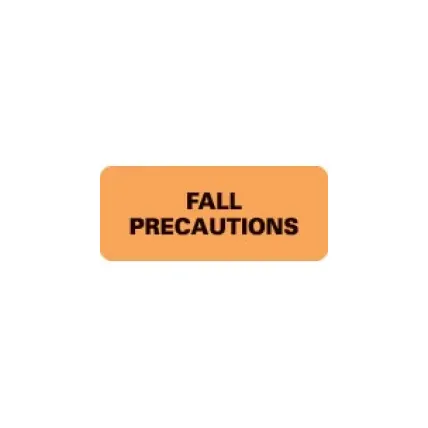First Healthcare Products - 50724 - Pre-Printed Label Advisory Label Orange Paper FALL PRECAUTIONS Black Alert Label 15/16 X 2-1/4 Inch