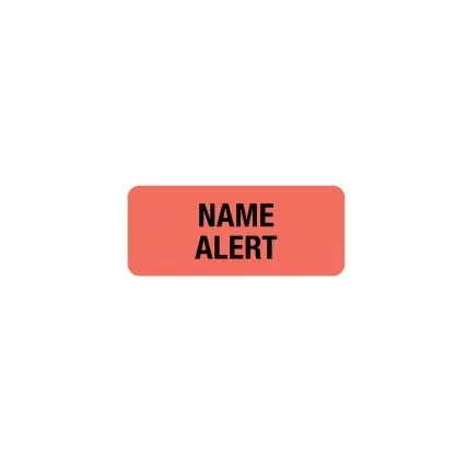 First Healthcare Products - 50772 - Pre-printed Label Advisory Label Red Paper Name Alert Black Alert Label 15/16 X 2-1/4 Inch