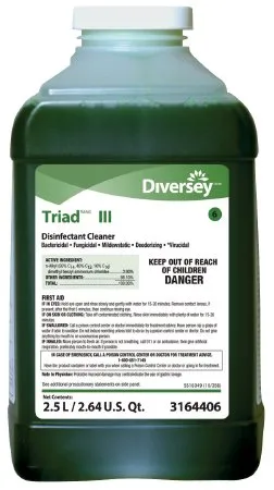 Lagasse - Diversey Triad III - DVS3164406 - Diversey Triad III Surface Disinfectant Cleaner Quaternary Based J-Fill Dispensing Systems Liquid Concentrate 2.5 Liter Bottle Mint Scent NonSterile