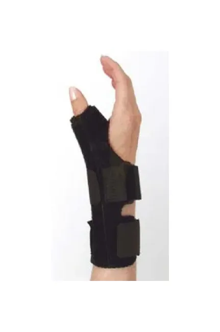 Restorative Care of America - Universal - 520-UWTS-S - Wrist Support With Thumb Spica Universal Low Profile Metal / Neoprene Left Or Right Hand Black Small