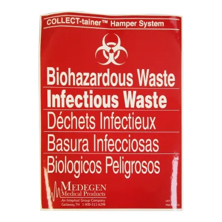 Medegen Medical Products - McKesson Brand - L411 - Pre-printed Label Mckesson Brand Warning Label Red Biohazard Biohazard 2-1/4 X 9-1/2 Inch