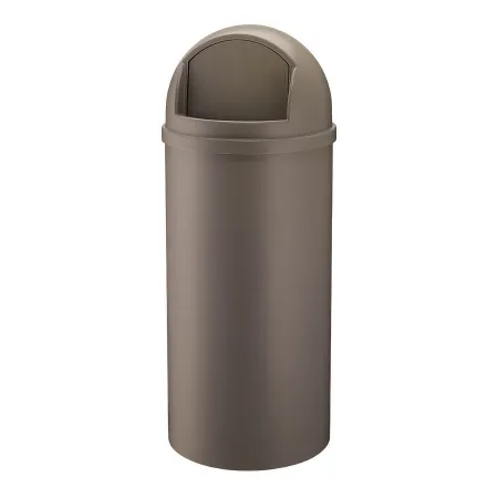 RJ Schinner Co - Marshal Classic - FG816088BRN - Trash Can Marshal Classic 15 gal. Round Brown Thermoset Polyester Push Open