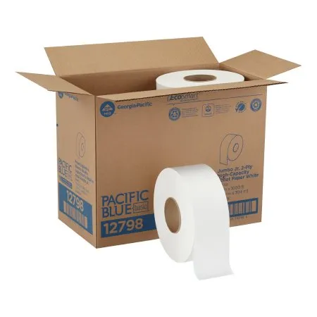 Georgia Pacific - Pacific Blue Basic - 12798 - Toilet Tissue Pacific Blue Basic White 2-Ply Jumbo Size Cored Roll Continuous Sheet 3-1/5 Inch X 1000 Foot