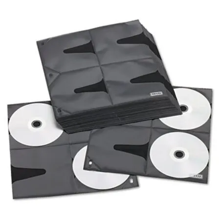 Vaultz - Ide-Vz01401 - Two-Sided Cd Refill Pages For Three-Ring Binder, 8 Disc Capacity, Clear/Black, 25/Pack
