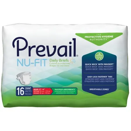 First Quality - Prevail Nu-Fit - NU-012/1 - Unisex Adult Incontinence Brief Prevail Nu-Fit Medium Disposable Heavy Absorbency