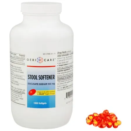 Gericare Medical Supply - Geri-Care - 401-10-GCP - Geri Care Stool Softener Geri Care Softgel 1 000 per Bottle 100 mg Strength Docusate Sodium