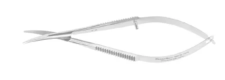 Integra Lifesciences - MeisterHand - MH18-1578 - Corneal Scissors Meisterhand Castroviejo 3-3/4 Inch Length Surgical Grade Stainless Steel Nonsterile Finger Ring Handle Curved Blunt Tip / Blunt Tip