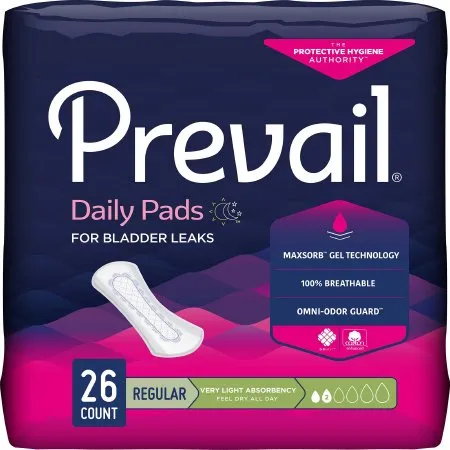 First Quality - Prevail Daily Liner - PV-926 -  Bladder Control Pad  7 1/2 Inch Length Light Absorbency Polymer Core Small
