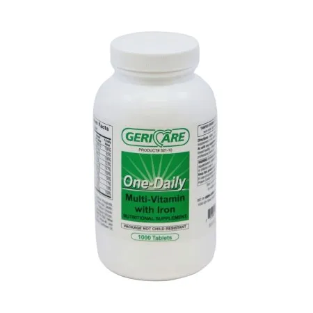 Geri-Care - 521-10-GCP - Multivitamin Supplement with Minerals Geri-Care Vitamin A  Ascorbic Acid  Vitamin D-3  Thiamin  Riboflavin  Niacin  Vitamin B-6  Vitamin B-12  Pantothenic Acid  Iron (ferrous sulfate) 5000 IU  50 mg  400 IU  2 mg  2.5 mg  20 mg  1