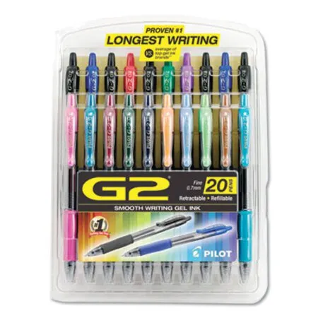 Pilot - G2 Premium - PIL-31294 - G2 Premium Gel Pen, Retractable, Fine 0.7 Mm, Assorted Ink And Barrel Colors, 20/pack