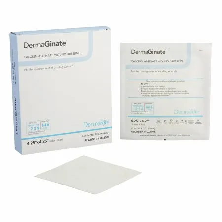 DermaRite Industries - DermaGinate - 00270E - Alginate Dressing DermaGinate 4-1/4 X 4-1/4 Inch Square