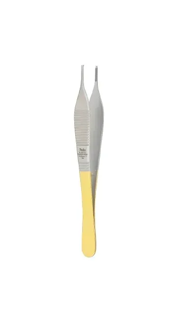 Integra Lifesciences - Carb-N-Sert - 6-123tc - Tissue Forceps Carb-N-Sert Adson 4-3/4 Inch Length Or Grade Stainless Steel / Tungsten Carbide Nonsterile Nonlocking Thumb Handle Straight 1 X 2 Teeth With Tying Platform