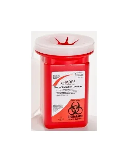 Sharps Compliance - Pro-Tec - 60100-120 - Sharps Container Pro-Tec Red Base 7 H X 4.5 W X 4.5 L Inch Vertical Entry 0.25 Gallon