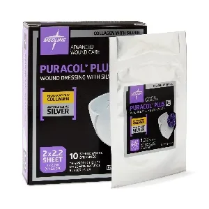 Medline - Puracol Plus AG+ - MSC8722EP -  Silver Collagen Dressing  2 X 2 Inch Square Sterile